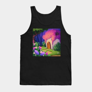 Fairytale house in magic forest. Illustration Tank Top